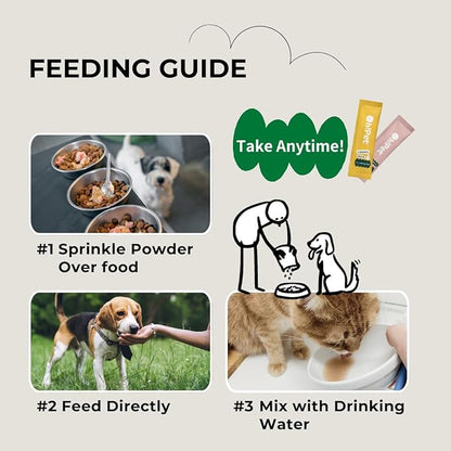 Oh!Pet® 5-in-1 Digestive Probiotics – 7B CFU Powder for Dogs &amp; Cats with Prebiotics &amp; Enzymes (Codfish, 30 Packets)