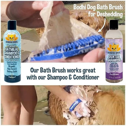 Bodhi Dog Shampoo Brush - Pet Grooming &amp; Bath Supplies for Dogs and Cats - Bath Brush for Long &amp; Short Hair - Premium Scrubber for Shower, Bathing &amp; Massage (Two Pack, Blue)