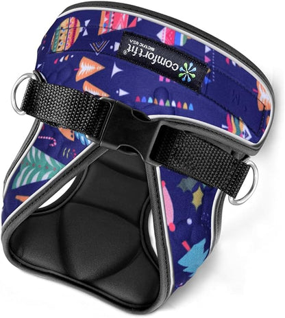 Comfort Fit Dog Harness No Pull with Adjustable Buckles Soft Padded Reflective Choke Step-in Pet Vest with Easy Control Handle for Small Medium Large Dogs &amp; Puppies for Walking Running Training