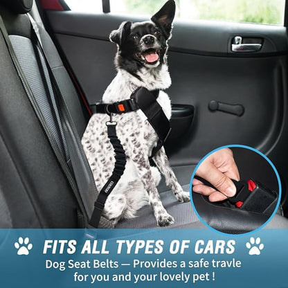 COOYOO Dog Seat Belt, Durability Retractable Dog Car Harness Adjustable Dog Seat Belt for Vehicle Nylon Pet Safety Seat Belts Heavy Duty &amp; Elastic