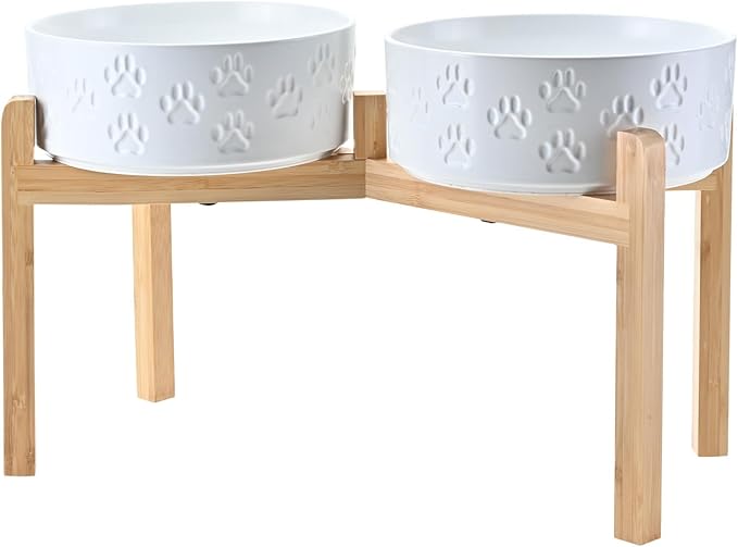 SPUNKYJUNKY Elevated Dog Bowls Ceramic, 8.3&