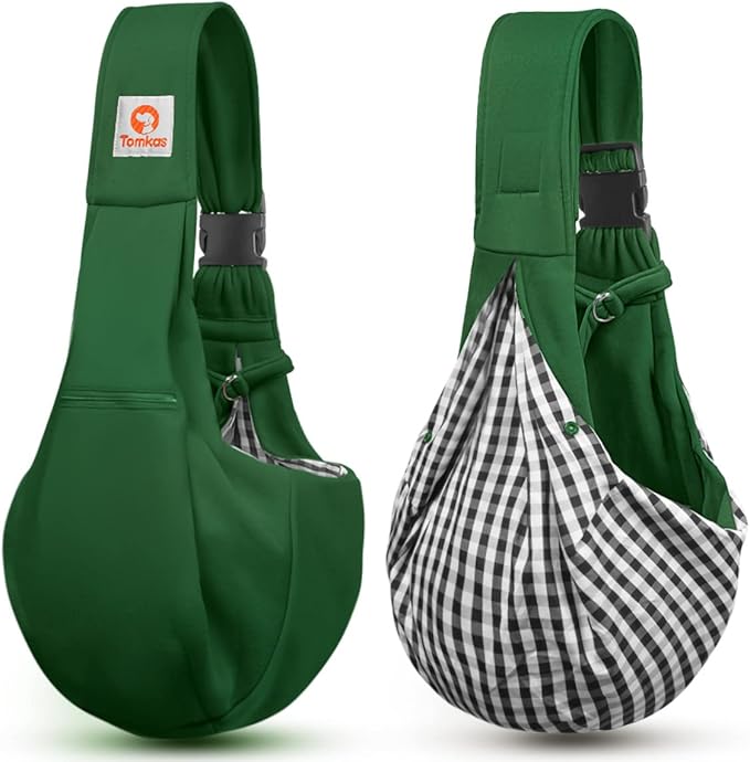 Tomkas Dog Sling Carrier for Small Dogs Puppy Carrier for Small Dogs (Emerald Green, Adjustable Strap &amp; Zipper Pocket)
