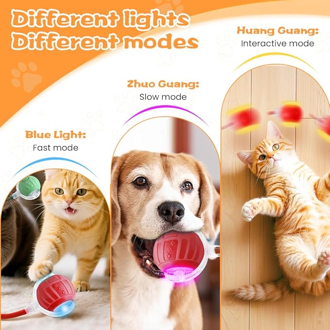 2026 New Interactive Pet Toy Ball, Smart Interactive Toy Ball for Cats &amp; Dogs, Electric Rolling Pet Toy Ball, Rechargeable Interactive Cat Toys for Bored Indoor Cats Kittens to Keep Busy (Gray)