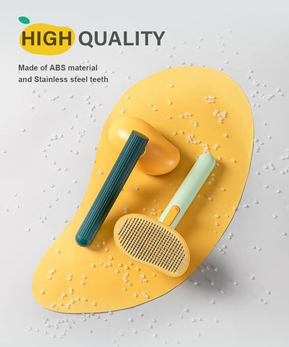 Self-Cleaning Dog &amp; Cat Slicker Brush, Skin Friendly Deshedding Grooming Tool for Long or Short Haired Dogs Cats Rabbits, Dog Shedding Brush with Release Button - Mango