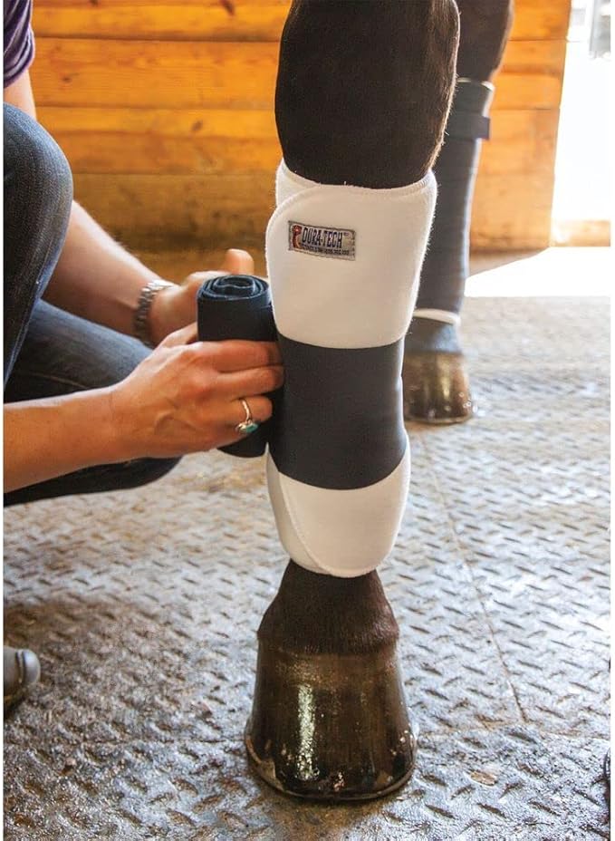 Dura-Tech Tekno-Dri No Bow Leg Wraps for Horses | Size 12" | Enhanced with Tekno-Dri | Sweat-Absorbing | Ideal for Stall Wrapping &amp; Trailering | 30" Long | Sold in Pairs