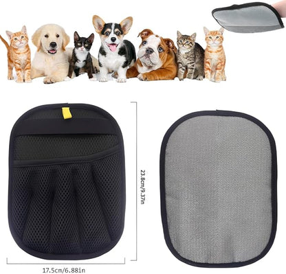 Double-Sided Pet Hair Removal Gloves - Reusable Static Removal Grooming Gloves for Dogs &amp; Cats, Efficient Fur Removal Tool for Furniture, Carpet, Car Seats, Sofa, Bedding &amp; Clothes (1 Pack)