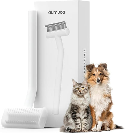 aumuca Undercoat Rake for Cats &amp; Small/Medium Dogs – Deshedding Brush &amp; Dematting Comb for Double-Coated Pets with Long or Short Hair, Matted Fur – Grooming Tool for Kitten, Puppy, Rabbit and Horse