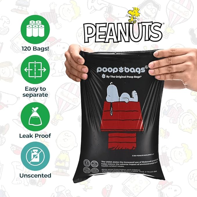 The Original Poop Bags® Peanuts Dog Waste Bags – 38% Plant Based, Leak-Proof &amp; Durable, Large Dog Poop Bags for Dispensers, Unscented (960 Count)