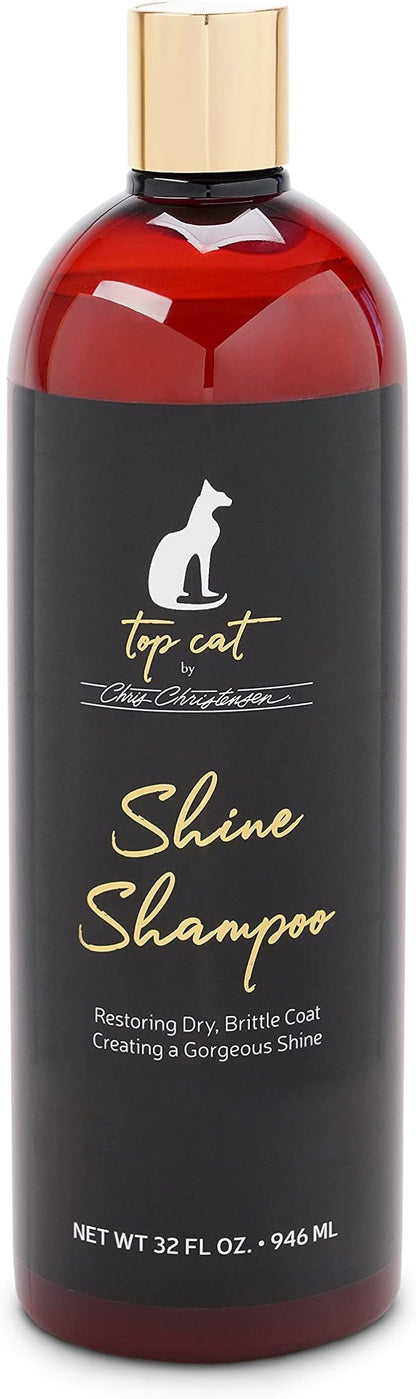 Chris Christensen Top Cat Shine Shampoo for Cats, Groom Like a Professional, Restores Dry &amp; Brittle Coat, Creates a Gorgeous Shine, Made in USA, 32 oz