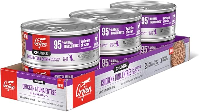 ORIJEN Chunks &amp; Shreds Wet Cat FoodChicken and Tuna Kitten Entrée 5.5oz Cans (6 Count)