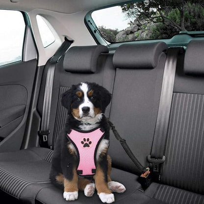 SlowTon Dog Seat Belt Harness for Car, Dog Car Harness Adjustable Mesh Breathable &amp; Dog Seatbelt Safety Tether with Elastic Bungee for Small Medium Large Pets(Pink, Single Clip, S)