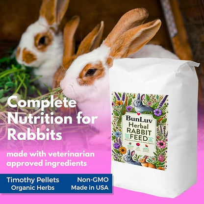 Pampered Chicken Mama Herbal Rabbit Feed 25 LB Bag: Premium Rabbit Food Made with Timothy Hay &amp; Organic Herbs