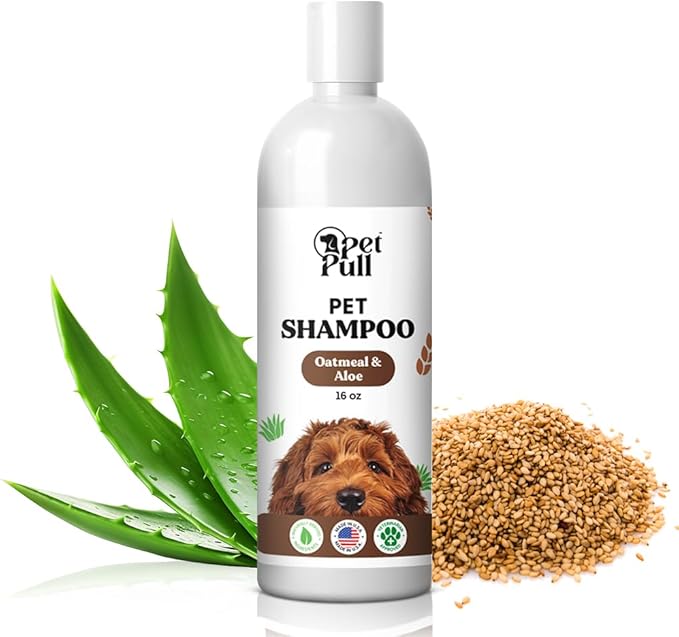 Pet Shampoo and Conditioner for Dogs and Cats - Plant-Based Dog Shampoo Cleanser - Pet Supplies for Pets - Sensitive Skin Dog Wash- Made in The USA (16 oz) (Oatmeal &amp; Aloe, Shampoo)