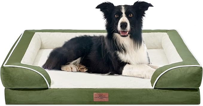 Comfort Expression Waterproof Dog Beds for Large Dogs, Orthopedic Large Breed Dog Beds, Comfy Pet Bed Sofa with Washable Removable Cover &amp; Non-Slip Bottom(Light Green)