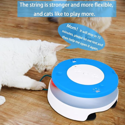 LASOCUHOO 2-in-1 Automatic Cat Toy with Track &amp; Jumping String – Interactive Electric Toy with Rolling Balls &amp; Bell, Battery-Powered (3 AA), Auto Shut-Off for Multi-Cat Play