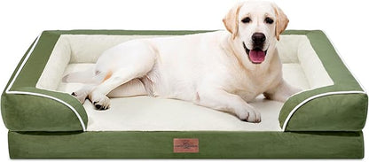 Comfort Expression Orthopedic Dog Beds for Jumbo Breed Large Dogs, Jumbo Dog Beds Waterproof, PV Washable Pet Sofa Couch with Removable Cover &amp; Non-Slip Bottom(Light Green)
