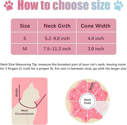 Cat Cone Collar Soft, Adjustable Cat Recovery Collar to Stop Licking After Surgery Protective E Collar for Cats Small Dogs, Dounut S