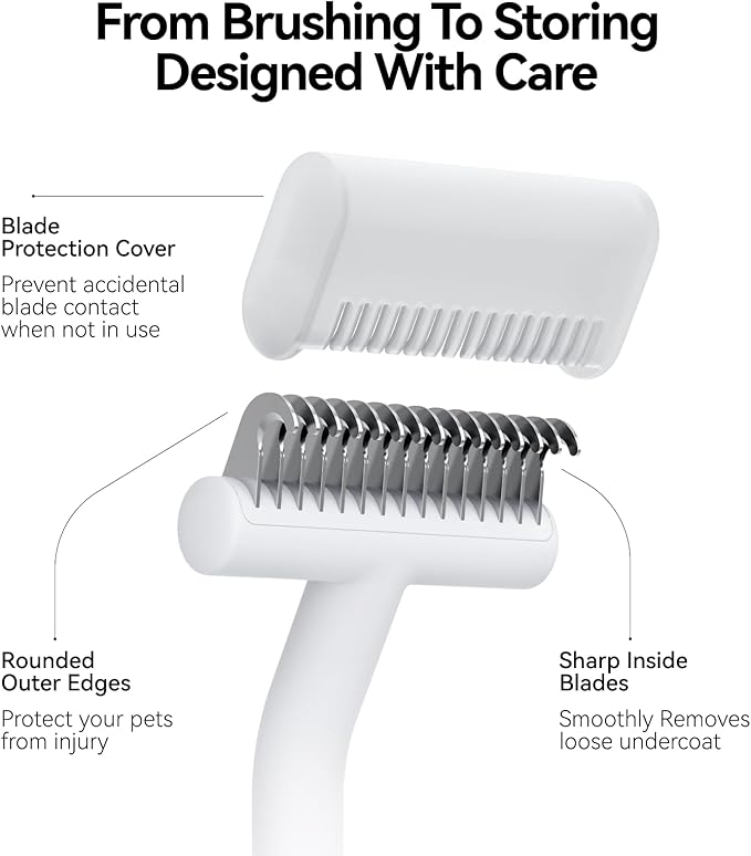 aumuca Undercoat Rake for Cats &amp; Small/Medium Dogs – Deshedding Brush &amp; Dematting Comb for Double-Coated Pets with Long or Short Hair, Matted Fur – Grooming Tool for Kitten, Puppy, Rabbit and Horse