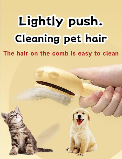 Cat &amp; Dog Grooming Brush (Purple) - Stainless Steel Tooth Comb, Rubber Massage Needles, Self-Cleaning, Suitable for Kittens to Long-Haired Cats &amp; Dogs