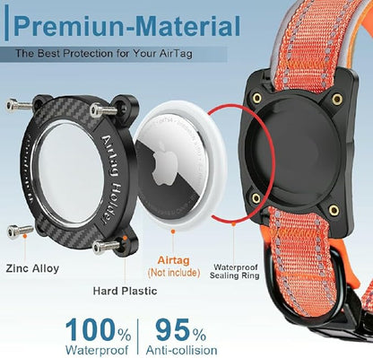 Upgraded AirTag Dog Collar, IP68 Waterproof Dog Collar with Apple Air Tag Holder, Reflective Adjustable Heavy Duty Dog Collars with Soft Padded for Small, Medium and Large Dogs,Orange, M