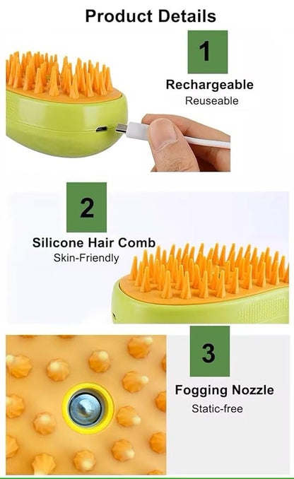 2024 Multifunctional Pet Brush for Detangling and Hair Removal - 3-in-1 Grooming Comb with Massage Function for Cats and Dogs (Khaki)