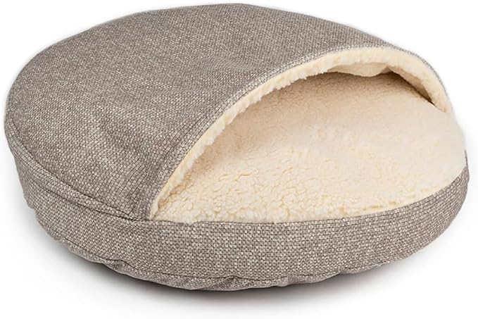 Snoozer Luxury Cozy Cave Dog Bed - Indoor Dog Bed with Cover Cave, Covered Calming Burrow for Medium &amp; Large Sized Pets with Blanket Attached, Enclosed, Washable - XL, Merlin Linen