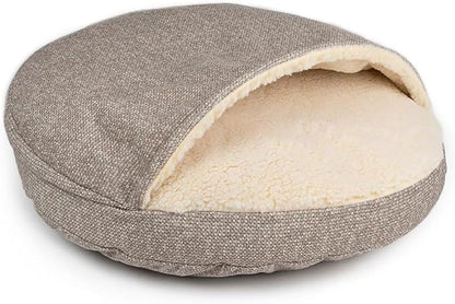 Snoozer Luxury Cozy Cave Dog Bed - Indoor Dog Bed with Cover Cave, Covered Calming Burrow for Medium &amp; Large Sized Pets with Blanket Attached, Enclosed, Washable - XL, Merlin Linen