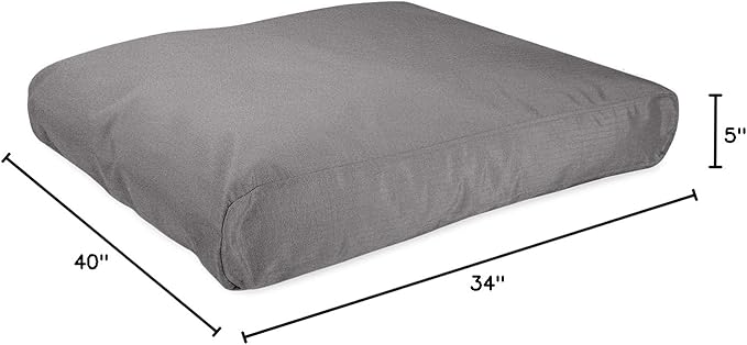 K9 Ballistics Tough Rectangle Pillow Dog Bed - Removable Cover, Washable, Durable &amp; Water Resistant Bed for Big Dogs, Size: Large (40"x34"), Light Gray Velvet