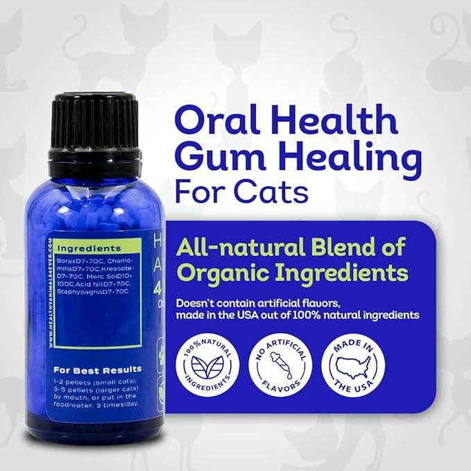 HA4E - Cat Oral Health - Relieves Inflammation, Soothes Pain &amp; Fights Gum Disease - Natural, Non-GMO, Organic, Gluten-Free &amp; Chemical-Free - 300 Tablets