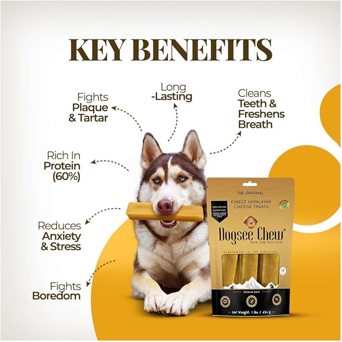Dogsee Original Himalayan Yak Cheese Chews (XL - 9 Pieces) | Rawhide-Free | Long-Lasting | Fights Plaque &amp; Tartar | Helps Clean Teeth