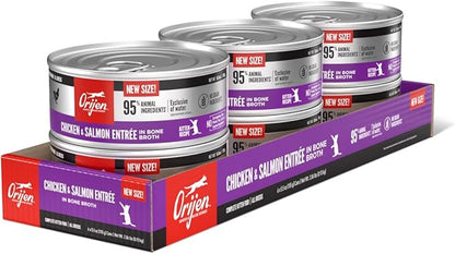ORIJEN Premium Pate Wet Kitten Cat Food in Bone Broth Chicken &amp; Salmon Entrée 5.5oz Cans (6 Count)