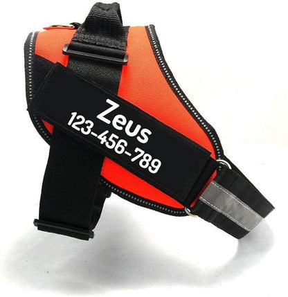 PawPawify Custom No Pull Dog Harness with Name and Phone Number, Heavy Duty Personalized Pet Vest to Prevent Tugging, Pulling, or Choking, Training and Walking (Orange, S (10-19LBS))