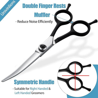 Dragon Creek 6" Upward Curved Dog Grooming Scissors Shears for Grooming Face and Paws Safety Shears Trimming Cutting Scissors for Dog Cat Pet Black
