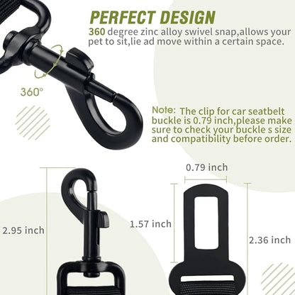 COOYOO Dog Seat Belt,Retractable Dog Car Harness Seat Belt for Car Adjustable Nylon Pet Safety Seat Belts Heavy Duty &amp; Elastic Bungee Buffer