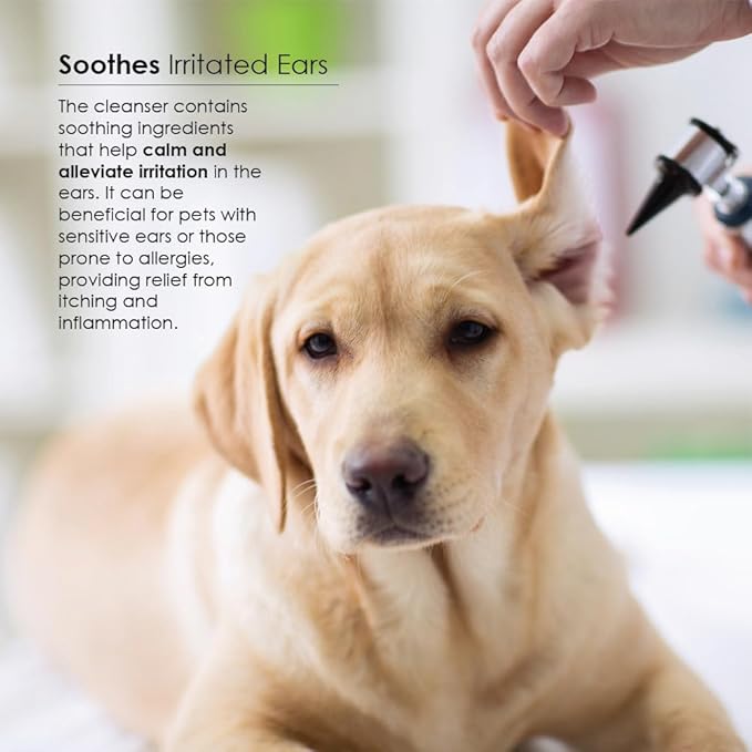 Ear Cleansing Solution with Aloe Vera for Dogs &amp; Cats, Anti-Irritant Formula with Neutral pH and Aloe Vera, Deodorize &amp; Gently Clean - 8 fl oz