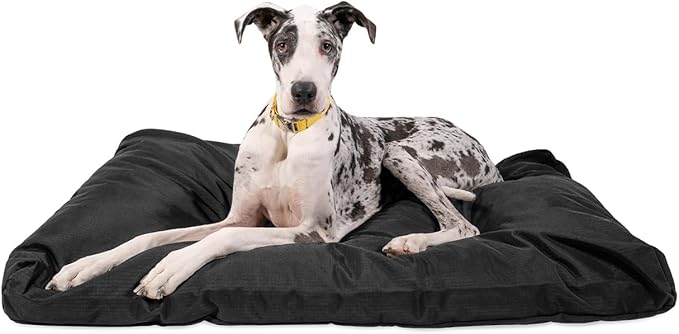 K9 Ballistics Tough Rectangle Pillow XXL Extra Large Dog Bed - Removable Cover, Washable, Durable &amp; Water Resistant Dog Bed Made for Big Dogs 68"x40", Obsidian Black