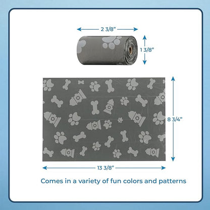 Best Pet Supplies Dog Poop Bags (150 Bags) for Waste Refuse Cleanup, Doggy Roll Replacements for Outdoor Puppy Walking and Travel, Leak Proof and Tear Resistant, Thick Plastic - Gray