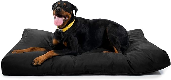 K9 Ballistics Tough Rectangle Pillow XL Extra Large Dog Bed - Removable Cover, Washable, Durable &amp; Water Resistant Dog Bed Made for Big Dogs 54"x38", Obsidian Black