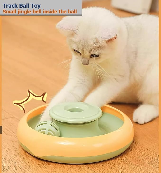 Interactive Cat Toys for Bored Indoor Cats,Automatic Cat Toy 3-in-1 Smart Teaser Wand Featuring Spinning Feather&amp;Rolling Ball Track,Cats Dancer Toy Stimulates Hunting Instincts,Weight Control