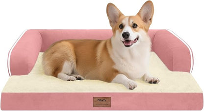 Dog Bed Medium Size Dog-Orthopedic Waterproof Bed for Dogs,Foam Couch Sofa with Washable Removable Cover &amp; Non-Slip Bottom-Pink