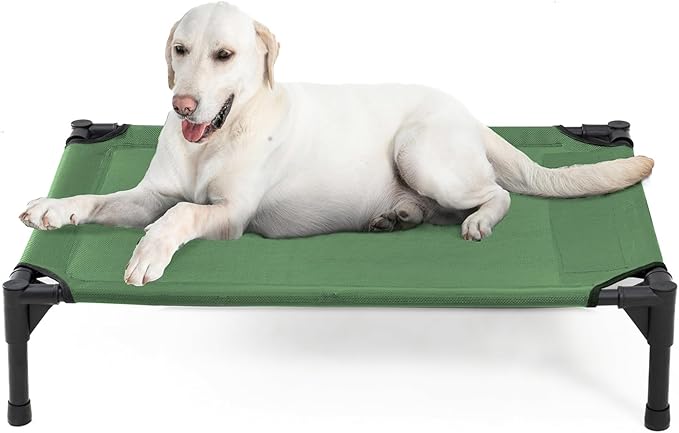 Elevated Dog Bed for Large Dogs - Heavy Duty, Recyclable Mesh, Fits Up to 150 LBs - Indoor &amp; Outdoor, Green