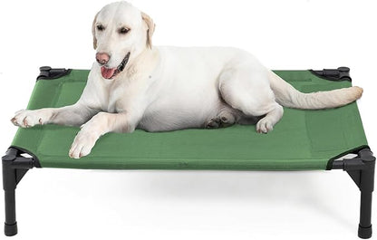 Elevated Dog Bed for Large Dogs - Heavy Duty, Recyclable Mesh, Fits Up to 150 LBs - Indoor &amp; Outdoor, Green