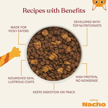 Made by Nacho Dry Cat Kibble 2lb Bag, High Protein Premium Cat Food with Freeze-Dried Pieces, Cage-Free Chicken, Duck &amp; Quail, Limited Ingredients, Single Bag