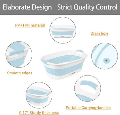 Collapsible Dog Bath Tub for Small Dogs &amp; Cats, Portable Puppy Bath Tub with Water Drain Plug, Space Saving Foldable Pet Bathtub for Indoor &amp; Outdoor Use, Blue