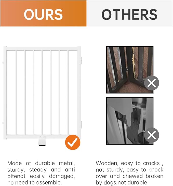 Full Metal Freestanding Dog Gate with Door, 24&