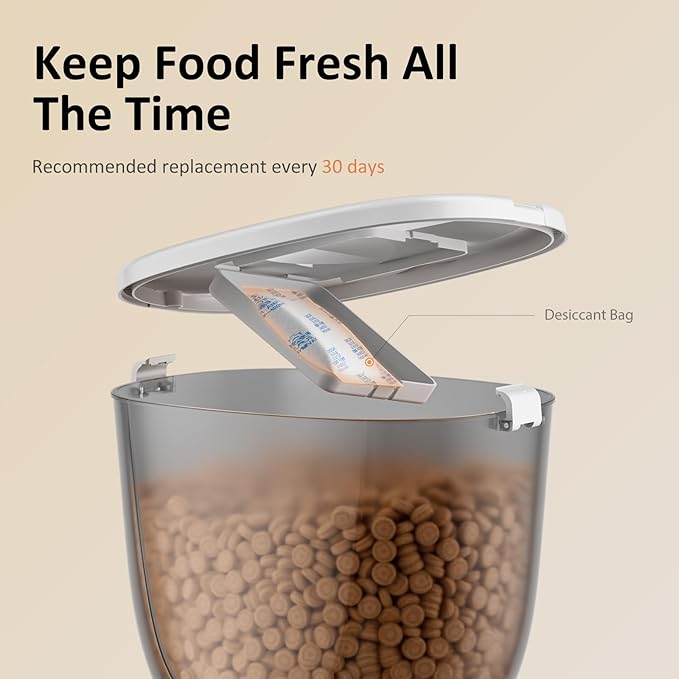 5L/21 Cup Automatic Cat Feeder, Timed Cat Food Dispenser, Automatic Pet Feeders Up to 6 Meals 1-20 Portion, Dual Power Supply Cats Feeder with Stainless Steel, Pet Dry Food Dispenser for Cats &amp; Puppy