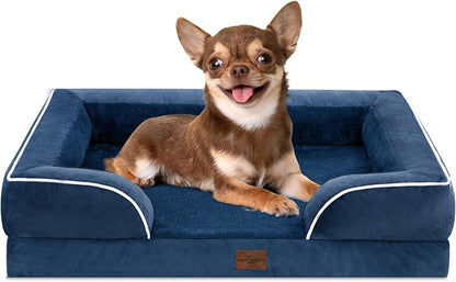 Comfort Expression Small Dog Beds Waterproof Orthopedic Foam Dog Sofa Beds for Small Dogs Comfy Pet Bed with Washable Removable Cover &amp; Non-Slip Bottom(X-Small,Navy Blue)