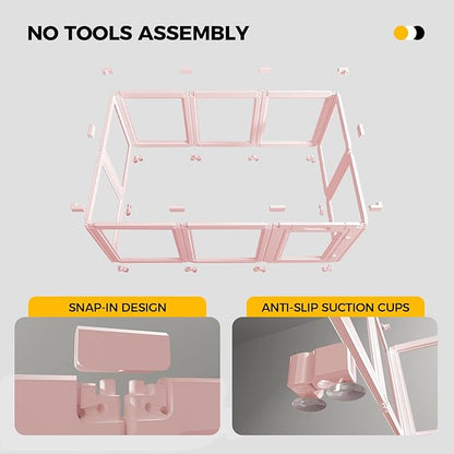 Clear Acrylic Plastic Dog Playpen - Clear Dog Play Pen - Easy Assemble Acrylic Dog Playpen - Puppy Playpen, Cat Playpen, Small Animal Playpen, Dog Play Pen Indoors (Pink-30.3" H, 10PCS)