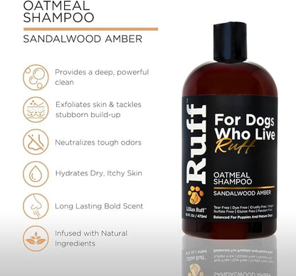 Ruff by Lillian Ruff Oatmeal Dog Shampoo &amp; Conditioner with Aloe &amp; Coconut Oil | Relieves Itching &amp; Hot Spots | Moisturizing &amp; Deodorizing | Safe for Puppies | USA Made