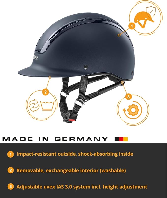 uvex suxxeed Active Horse Riding Helmet for Women &amp; Men, Navy, S-M - Adjustable &amp; Excellent Ventilated Helmet